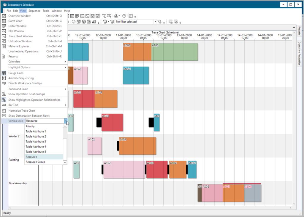 Opcenter Trace Chart