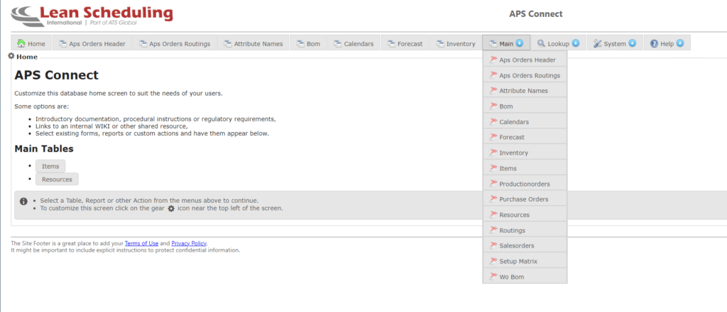 APS Connect Home Screen